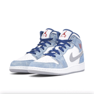 Air Jordan 1 Mid SE French Azul Fire Rojo GS